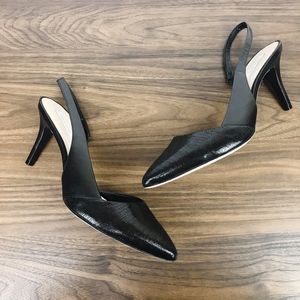 Cole Haan Black Highline Sling Pointed-toe Lizard